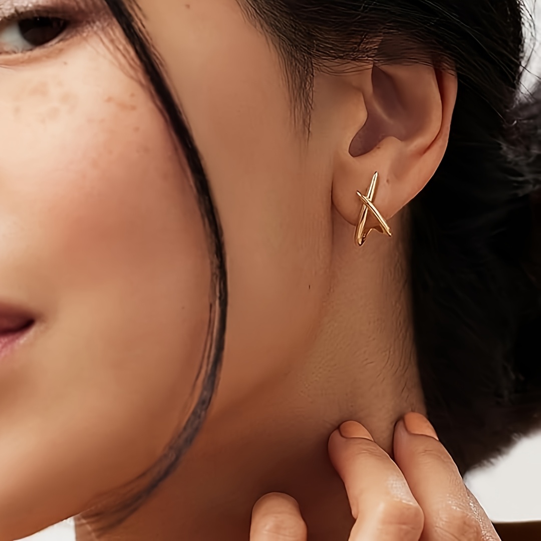 2pcs Women's Intertwined Earrings Set, Elegant Design